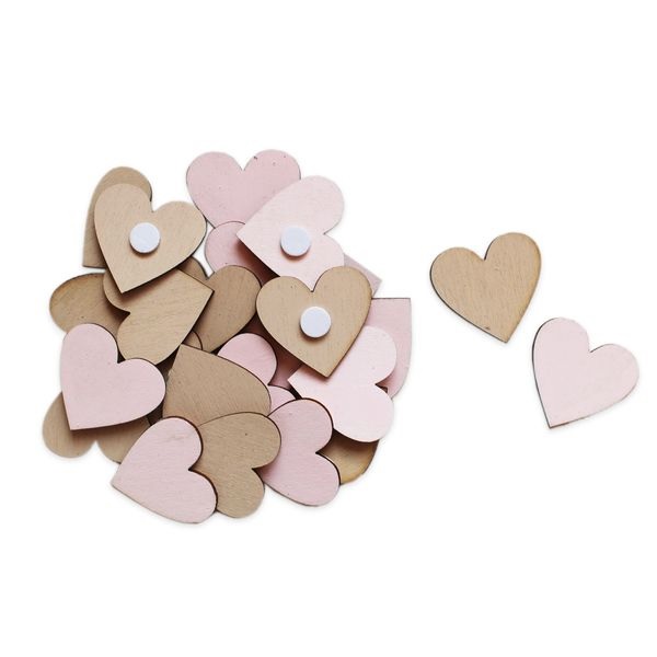 Srdíčka přízdoba 24ks 2,8cm natural růžová